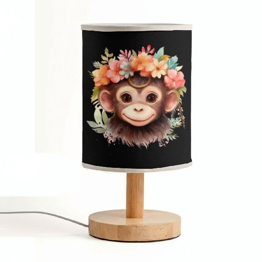 Monkey Chimpanzee Jungle Animal Boho Floral Ape Fabric Lamps