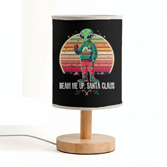 Beam Me Up Santa Claus Alien Christmas Ufo Coffee Fabric Lamps