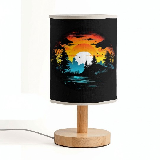 Riverside Twilight in the Forest Fabric Lamps