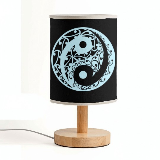 Yin And Yang In A Koru Pattern In A Light Blue Fabric Lamps