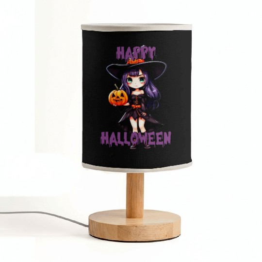 Happy Halloween purple witch Fabric Lamps