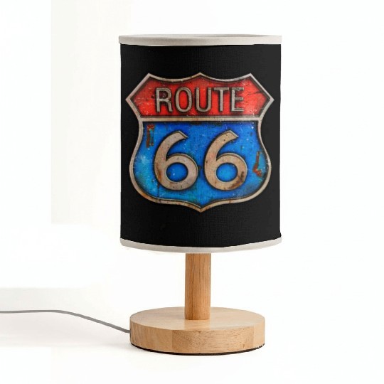 Route 66 vintage sign - Rusty metal Fabric Lamps