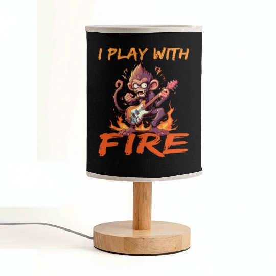 Monkey Chimpanzee Guitar I Play With Fire Fabric Lamps