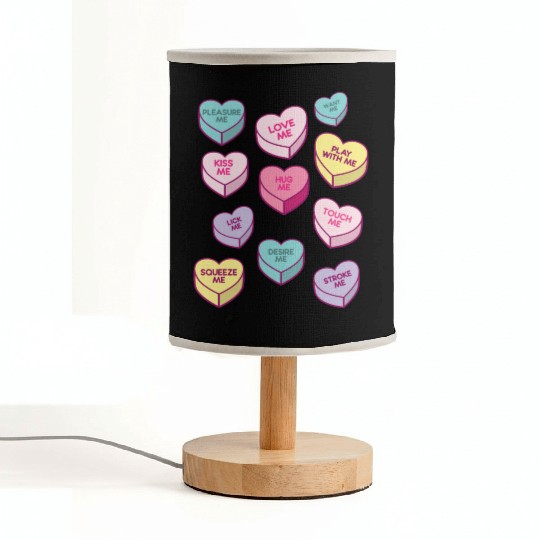 Love Me Kiss Me Pleasure Me Candy Hearts Fabric Lamps