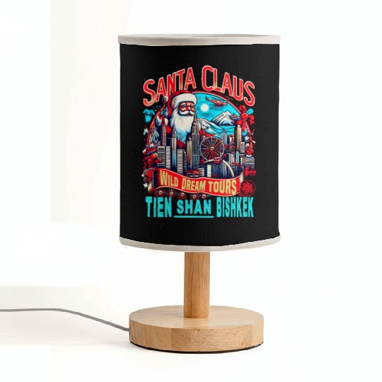 Santa Claus on an Adventure Travel World Tour Fabric Lamps