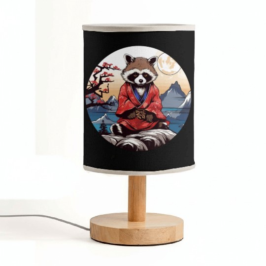 tanuki raccoon dog in kimono in anime style Fabric Lamps