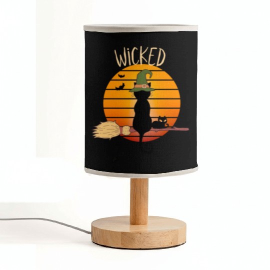 Wicked Cat Witch Funny Halloween Witch Fabric Lamps