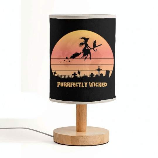 Wicked Cat Witch Funny Halloween Witch Fabric Lamps