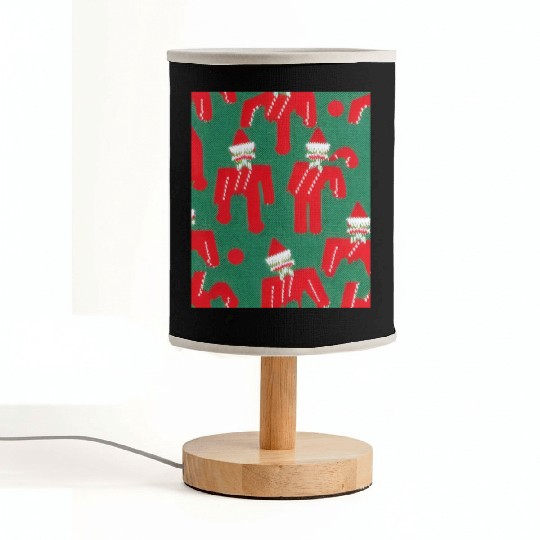 Ugly Red Santa Claus Candy Cane Pattern Fabric Lamps
