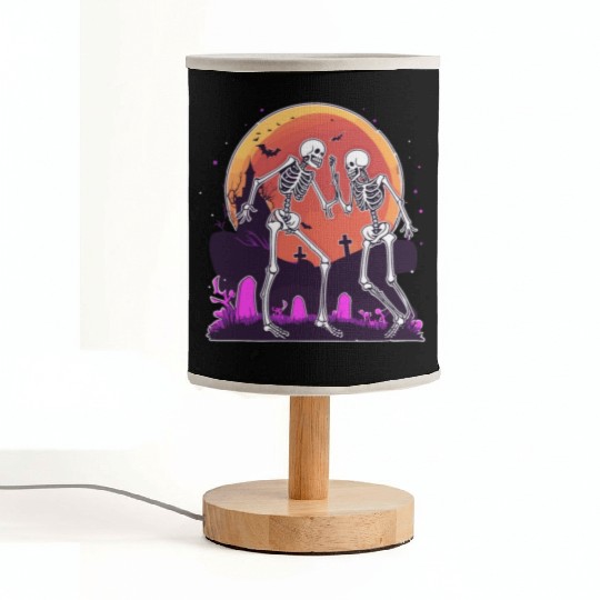 "Skeletal Dance-Off Under Neon Moon" Fabric Lamps