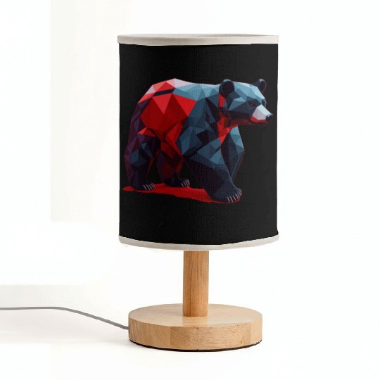 Wild Brown Bear Geometric Red Fabric Lamps