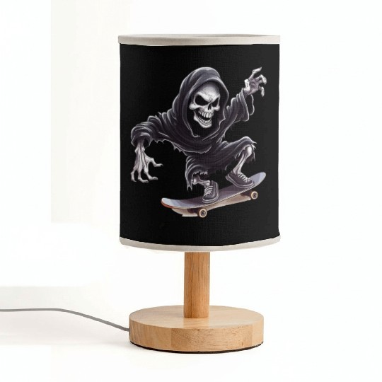 Grim Reaper Shreds the Streets: Skateboarding for Fabric Lamps