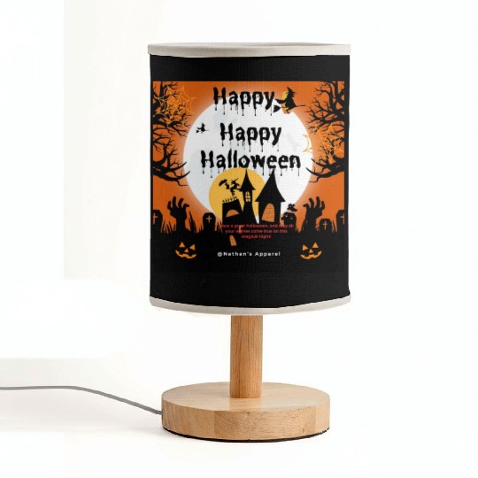 Nathans Orange And Black Happy Happy Halloween Fabric Lamps