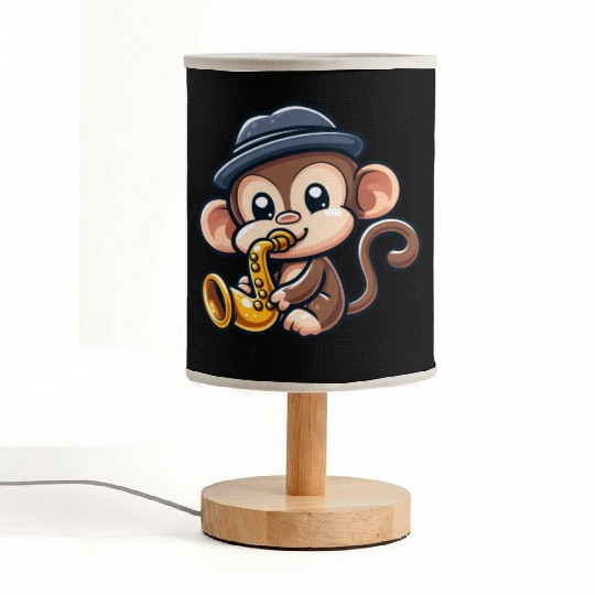 Chimpanzee with saxophone Fabric Lamps