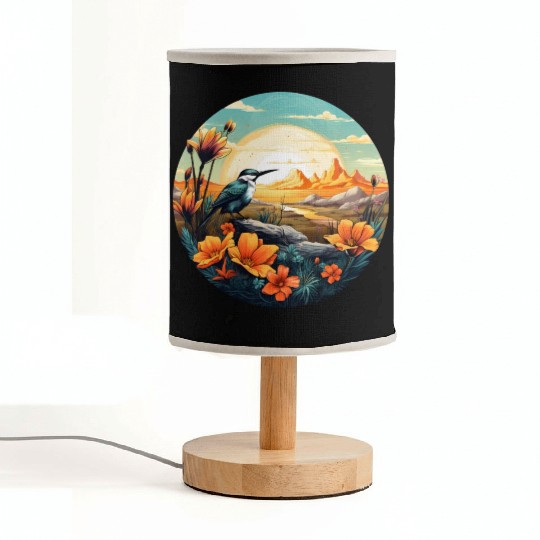 Beautiful Bird And Orange Morning Sunrise Fabric Lamps