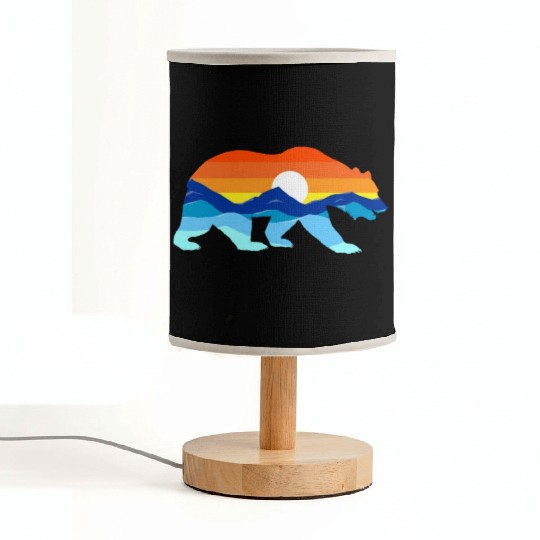 Camping Hiking Retro Mountains Outdoors Camp Bear Fabric Lamps