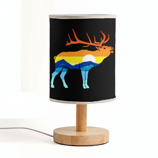 Camping Hiking Retro Mountains Outdoors Camp Elk Fabric Lamps