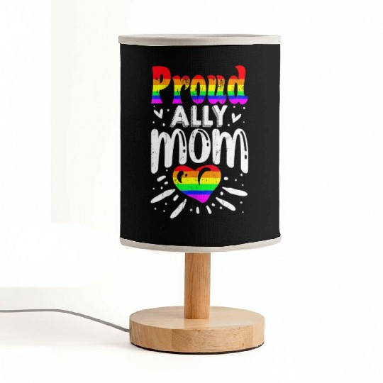 Retro Proud Ally Mom Rainbow Heart LGBT Gay Pride Fabric Lamps