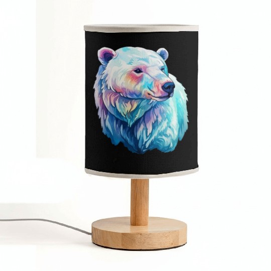 Polar Bear Roar in Winter Wonderland Watercolor Fabric Lamps