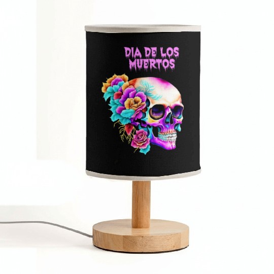 Vintage Dia de los Muertos Art Design Sugar Skull Fabric Lamps