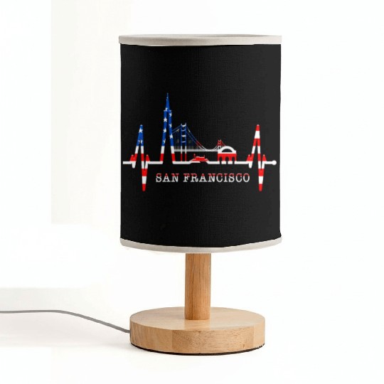 San Francisco Skyline Heartbeat California Lover Fabric Lamps