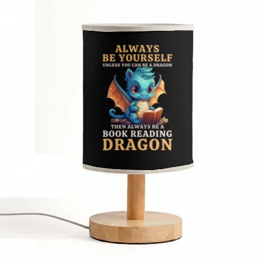 "Always Be Yourself" - Book Reading Blue Dragon Fabric Lamps
