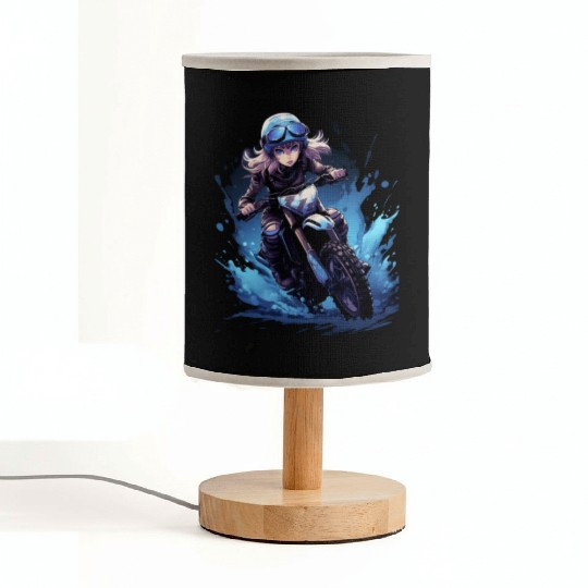 Dirt Bike Anime Girl Ice Racing Motorcycle Ice Fabric Lamps