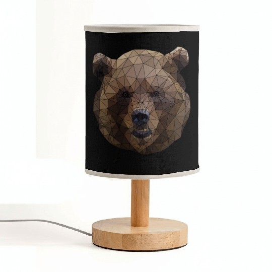 Polygonal brown bear triangular shape low poly art Fabric Lamps