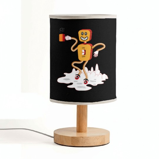 Tea Robot On The Moon Fabric Lamps