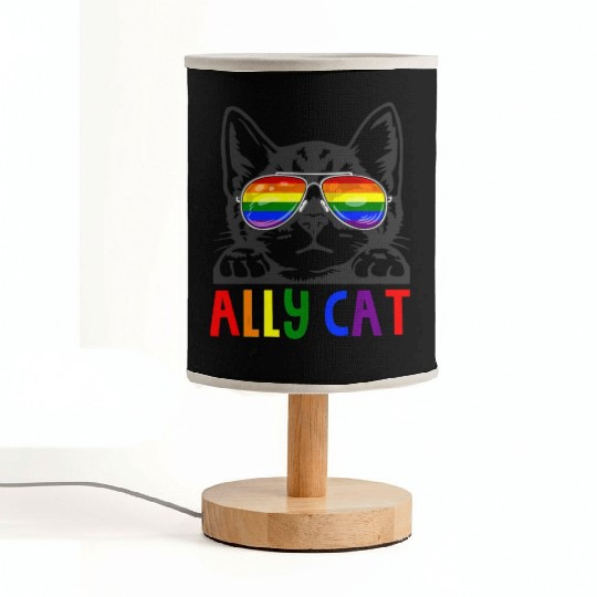 Ally Cat LGBT Gay Rainbow Pride Flag Fabric Lamps