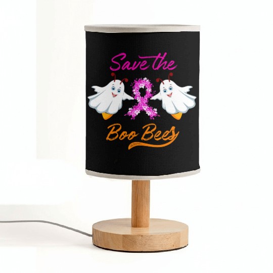 Breast Cancer Halloween Save The Boo Bees Fabric Lamps