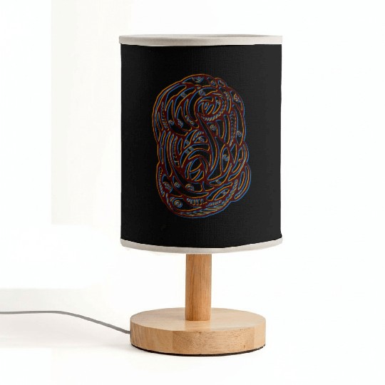 Eyes wrapped in black and blue abstract lines Fabric Lamps