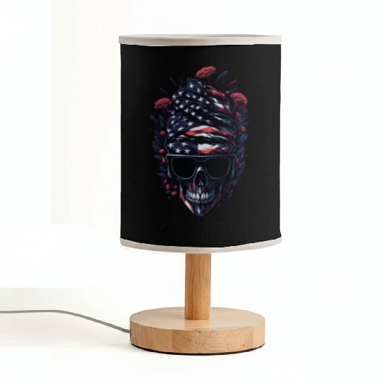 Theblack skull patriotic USA Fabric Lamps