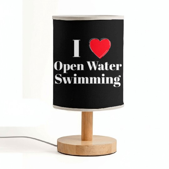I Love Open Water Swimming Red Heart White Fabric Lamps