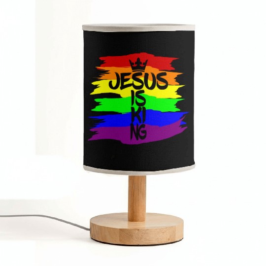 Queer Jesus is King Cross Crown Rainbow Colors Fabric Lamps