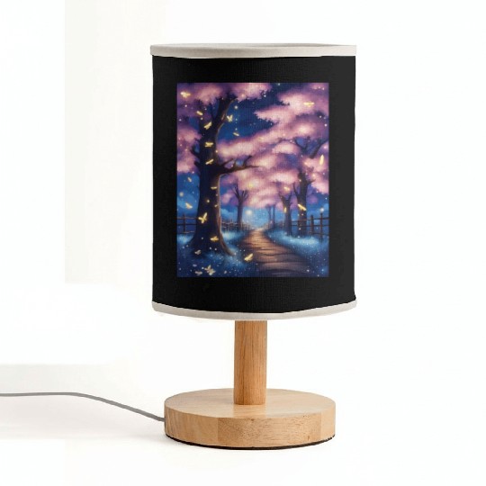Fireflies In Cherry Blossom Trees Fabric Lamps