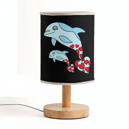 The Endearing Dance of Dolphin Mom and Kid Fabric Lamps