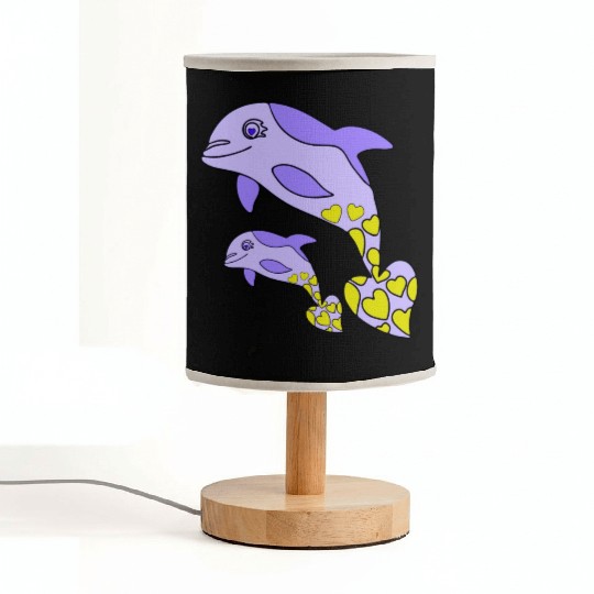 The Endearing Dance of Dolphin Mom and Kid Fabric Lamps