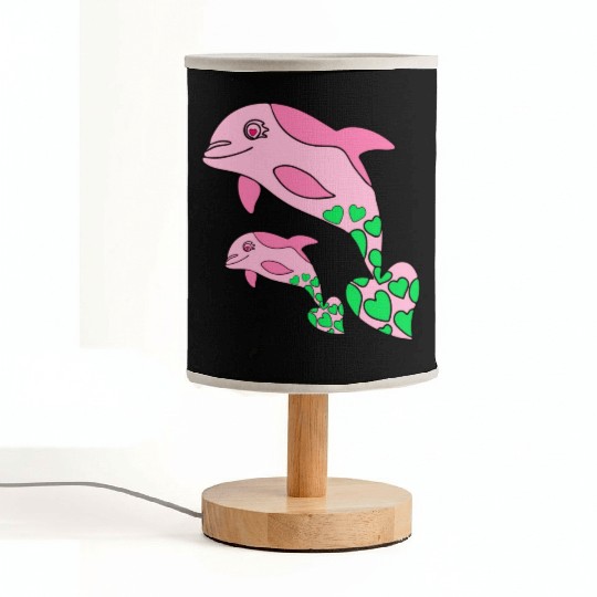 The Endearing Dance of Dolphin Mom and Kid Fabric Lamps