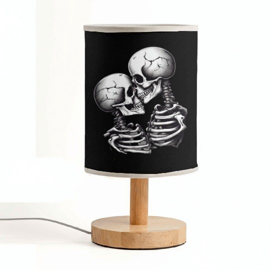 Skeleton Kissing Lovers' Design: Eternal Embrace Fabric Lamps
