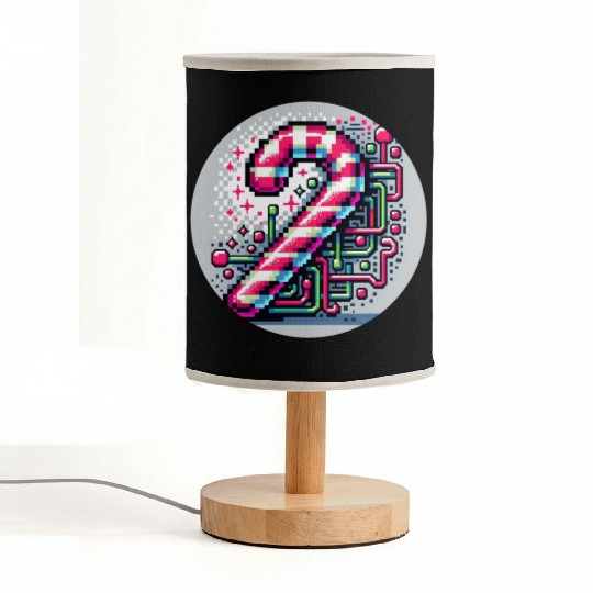 Neon Cyberpunk Candy Cane 8-Bit Pixel Christmas Fabric Lamps