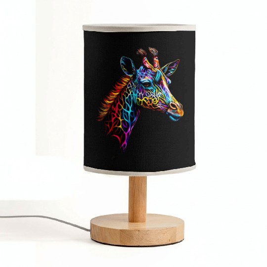 Giraffe Enveloped in Vibrant Neon Patterns Fabric Lamps