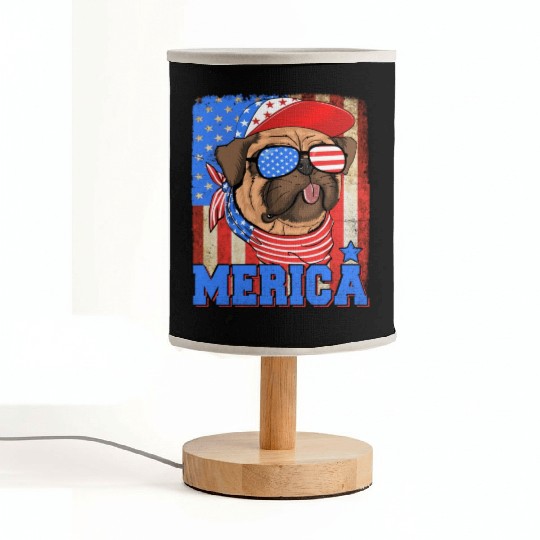 Funny Merica Retro Flag Us American Bulldog Fabric Lamps