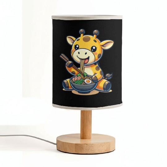 Cute Giraffe Eats Ramen Noodles Giraffe Ramen Fabric Lamps