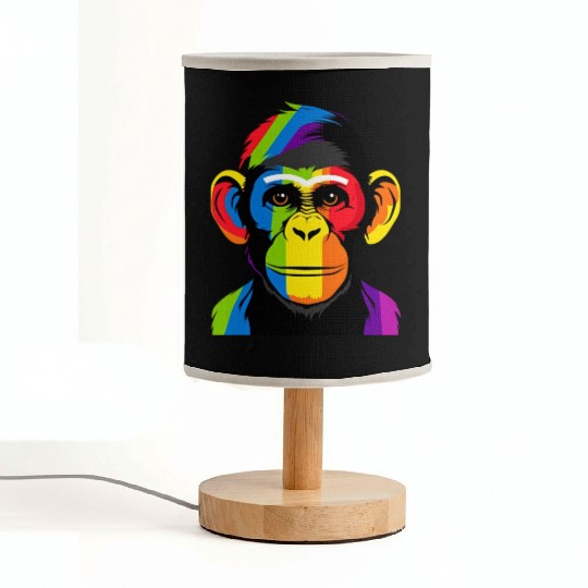 Expressive Chimpanzee in Colorful Graphic Artwork Fabric Lamps