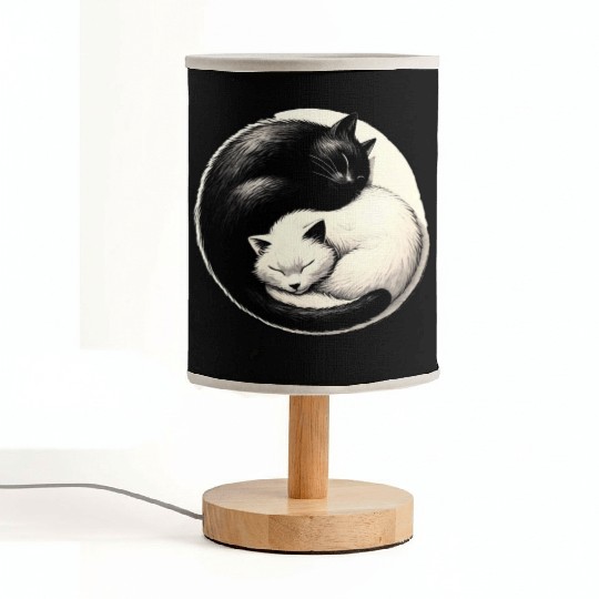 Yin and yang cats sleeping Fabric Lamps
