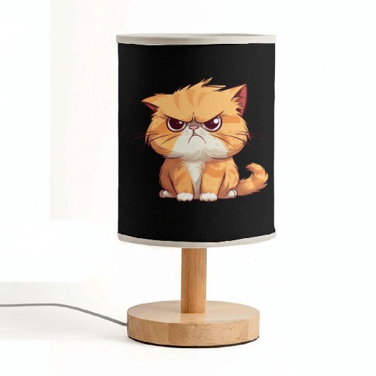 Cat is realy grumpy - A orange grumpy cat Fabric Lamps