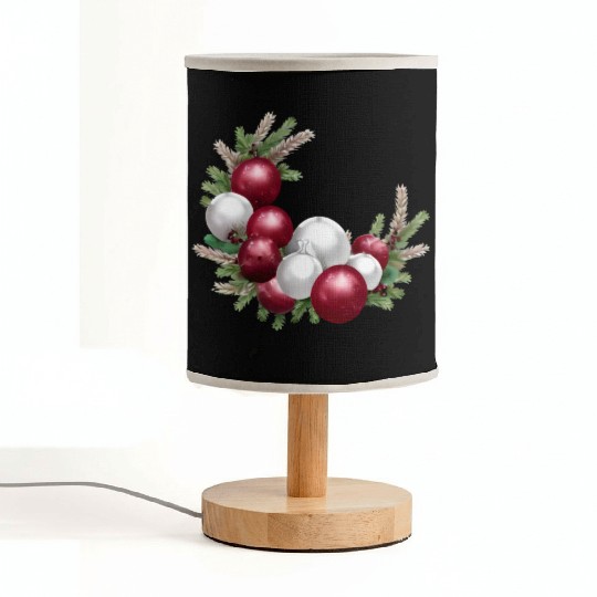 Cranberry and White Christmas Greenery Decor Fabric Lamps