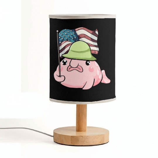 Kawaii Patriotic Blobfish 4th of July US Flag Fabric Lamps