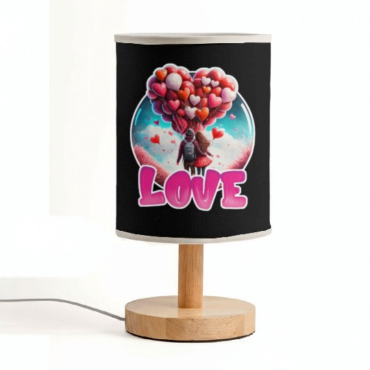 Retro Cute Couples with Heart Balloons Fabric Lamps